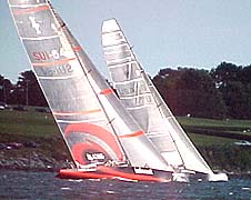Alinghi and Oracle off Ft. Adams, Newport