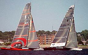 Oracle and Alinghi off Goat I. Newport