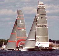 Alinghi and Oracle racing north, Newport