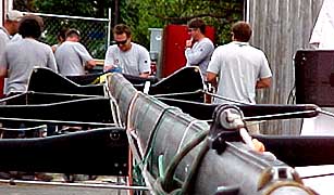 Working on Alinghi's mast in Newport